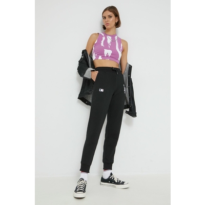 47brand Pantaloni culoarea negru, cu imprimeu