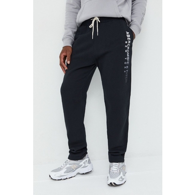 Abercrombie & Fitch pantaloni de trening barbati, culoarea negru, cu imprimeu