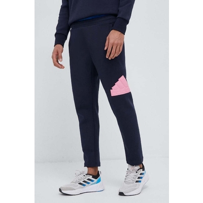 adidas pantaloni de trening culoarea albastru marin, cu imprimeu