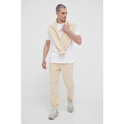 adidas pantaloni de trening culoarea galben, neted