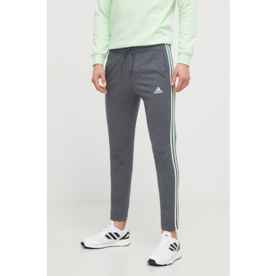 adidas pantaloni de trening culoarea gri, neted