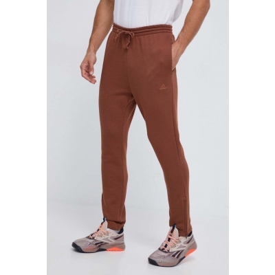 adidas pantaloni de trening culoarea maro, neted