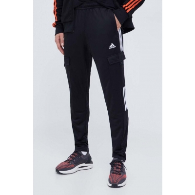 adidas pantaloni de trening culoarea negru, cu imprimeu