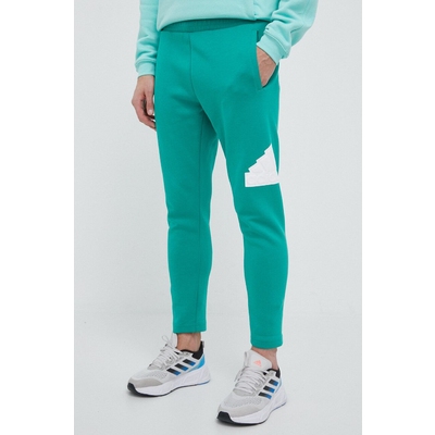 adidas pantaloni de trening culoarea verde, cu imprimeu
