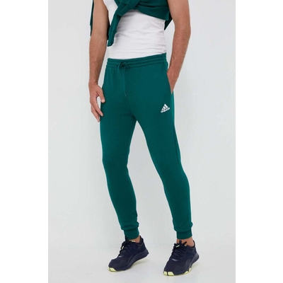 adidas pantaloni de trening culoarea verde, neted