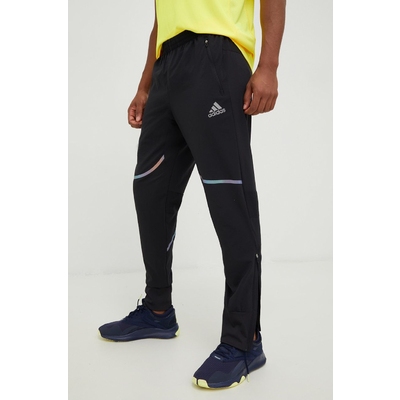 adidas Performance pantaloni de alergare Saturday barbati, culoarea negru, cu imprimeu