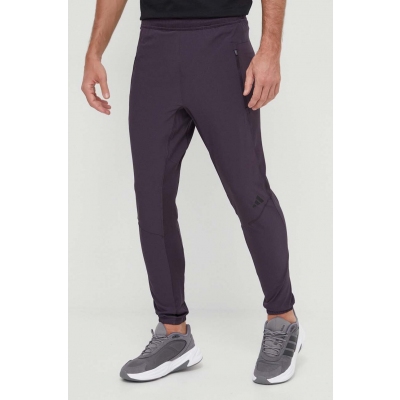 adidas Performance pantaloni de antrenament D4T culoarea violet, neted
