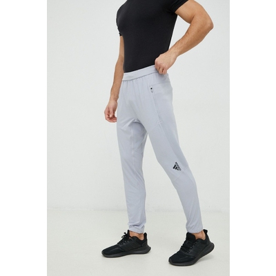 Adidas Performance pantaloni de antrenament designed for training barbati, culoarea gri, neted