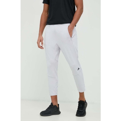 adidas Performance pantaloni de antrenament Designed for Training culoarea gri, neted