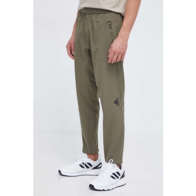 adidas Performance pantaloni de antrenament Designed for Training culoarea verde, neted