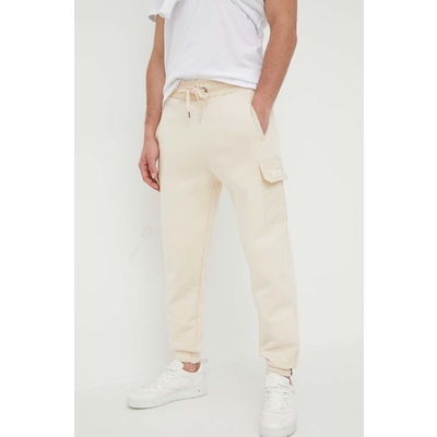 Alpha Industries pantaloni de trening culoarea bej, neted