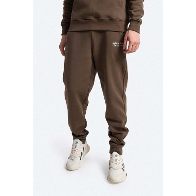 Alpha Industries pantaloni de trening din bumbac culoarea verde, cu imprimeu 118365.629-green