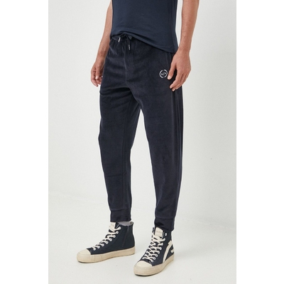 Armani Exchange pantaloni de trening barbati, culoarea albastru marin, neted
