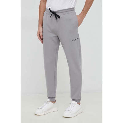 Armani Exchange pantaloni de trening barbati, culoarea gri, neted