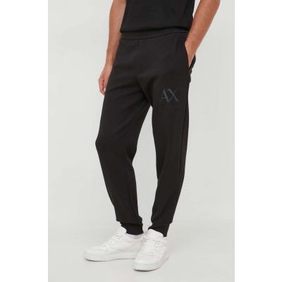 Armani Exchange pantaloni de trening culoarea negru, neted