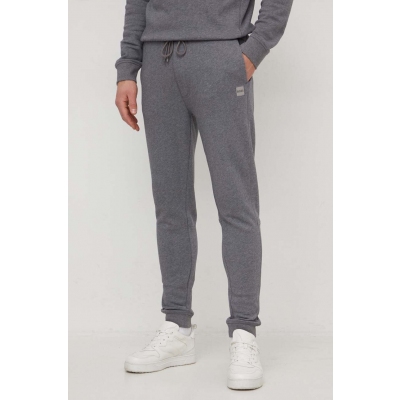 Boss Orange pantaloni de trening din bumbac culoarea gri, melanj