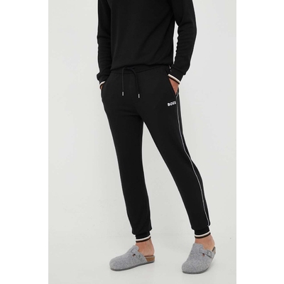 BOSS pantaloni de lounge culoarea bej, cu imprimeu