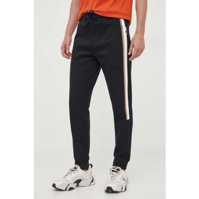 BOSS pantaloni de trening culoarea albastru marin, cu imprimeu
