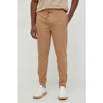 BOSS pantaloni de trening culoarea bej, neted