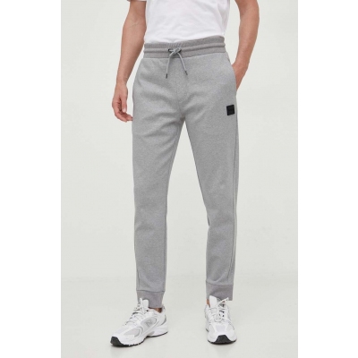 BOSS pantaloni de trening culoarea gri, neted