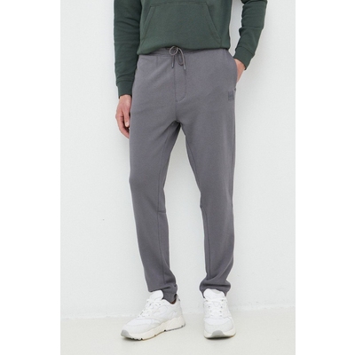BOSS pantaloni de trening din bumbac BOSS CASUAL barbati, culoarea gri, neted