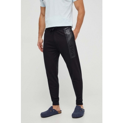 BOSS pantaloni lounge din bumbac culoarea negru, cu imprimeu