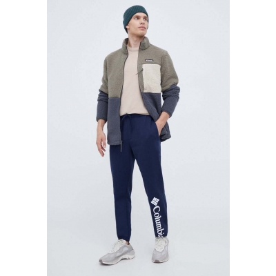 Columbia pantaloni de trening culoarea albastru marin, cu imprimeu