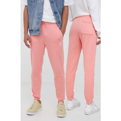 Converse pantaloni de trening culoarea roz, neted