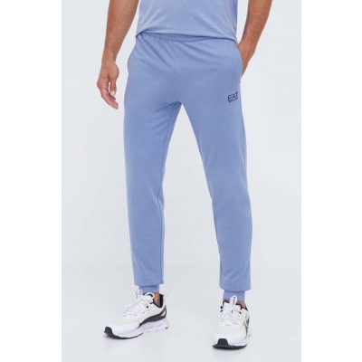 EA7 Emporio Armani pantaloni de trening din bumbac neted