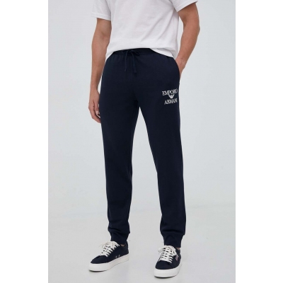 Emporio Armani Underwear pantaloni de trening culoarea albastru marin, cu imprimeu
