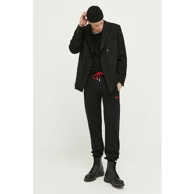 GCDS pantaloni de trening din bumbac culoarea negru, neted