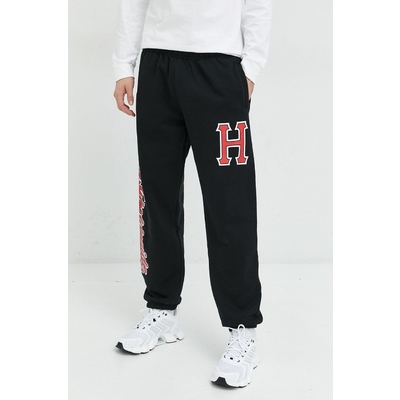 HUF pantaloni de trening barbati, culoarea negru, cu imprimeu