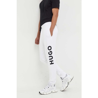 HUGO pantaloni de trening din bumbac culoarea negru, cu imprimeu