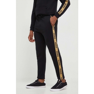 HUGO pantaloni lounge din bumbac culoarea negru, cu imprimeu