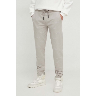 Iceberg pantaloni de trening din bumbac culoarea bej, cu imprimeu