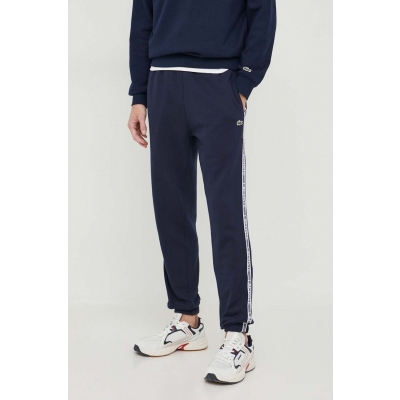 Lacoste pantaloni de trening culoarea albastru marin, cu imprimeu