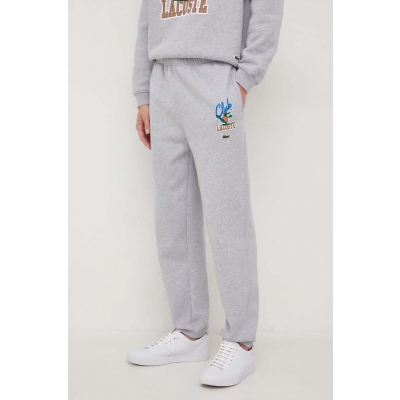 Lacoste pantaloni de trening culoarea gri, cu imprimeu