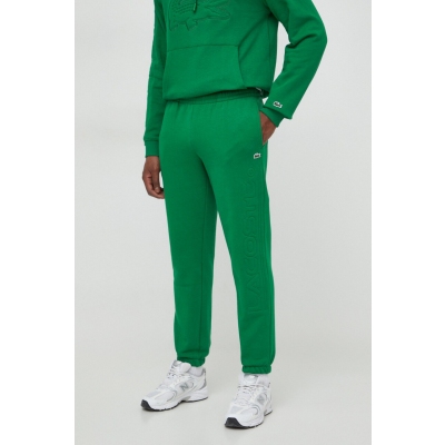 Lacoste pantaloni de trening culoarea verde, cu imprimeu