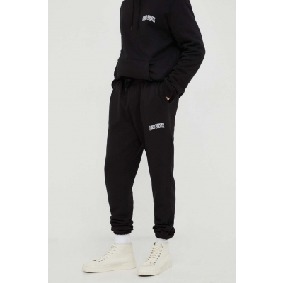 Les Deux pantaloni de trening din bumbac culoarea negru, cu imprimeu