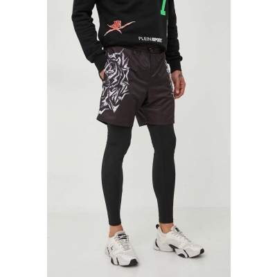 PLEIN SPORT pantaloni barbati, culoarea negru, modelator