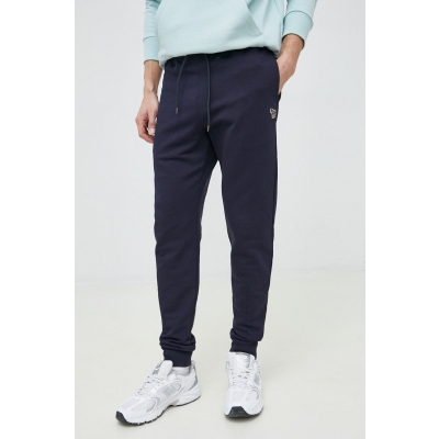 PS Paul Smith pantaloni de trening din bumbac culoarea albastru marin, neted