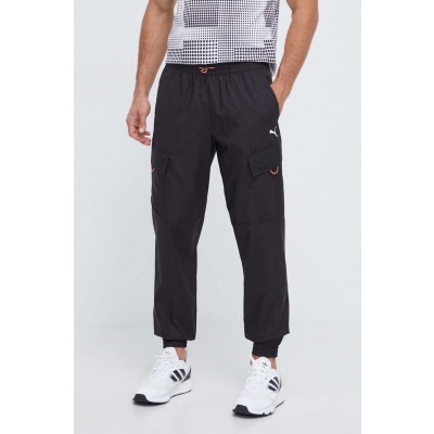 Puma pantaloni barbati, culoarea negru, neted