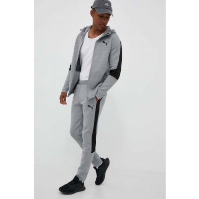 Puma pantaloni de antrenament culoarea gri, cu imprimeu