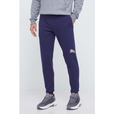 Puma pantaloni de trening culoarea albastru marin, neted