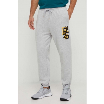Puma pantaloni de trening din bumbac PUMA X STAPLE culoarea gri, cu imprimeu