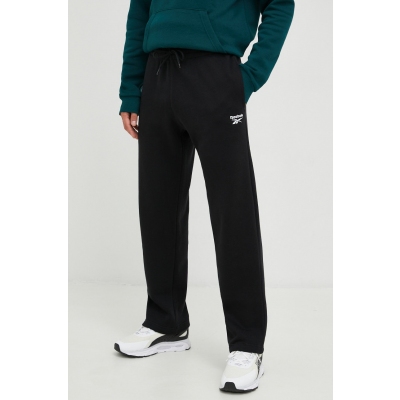 Reebok pantaloni de trening barbati, culoarea negru, cu imprimeu