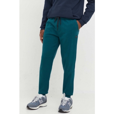 Rip Curl pantaloni de trening barbati, culoarea verde, neted