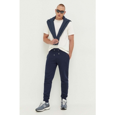 Superdry pantaloni de trening culoarea albastru marin, neted