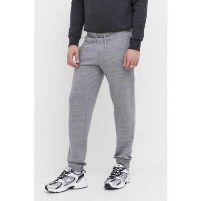 Superdry pantaloni de trening culoarea gri, melanj