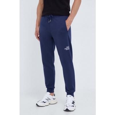 The North Face pantaloni de trening din bumbac culoarea albastru marin, neted
